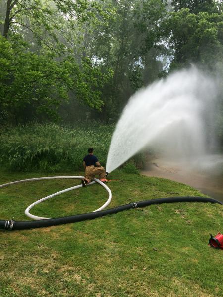 Manning the Blitzfire nozzle