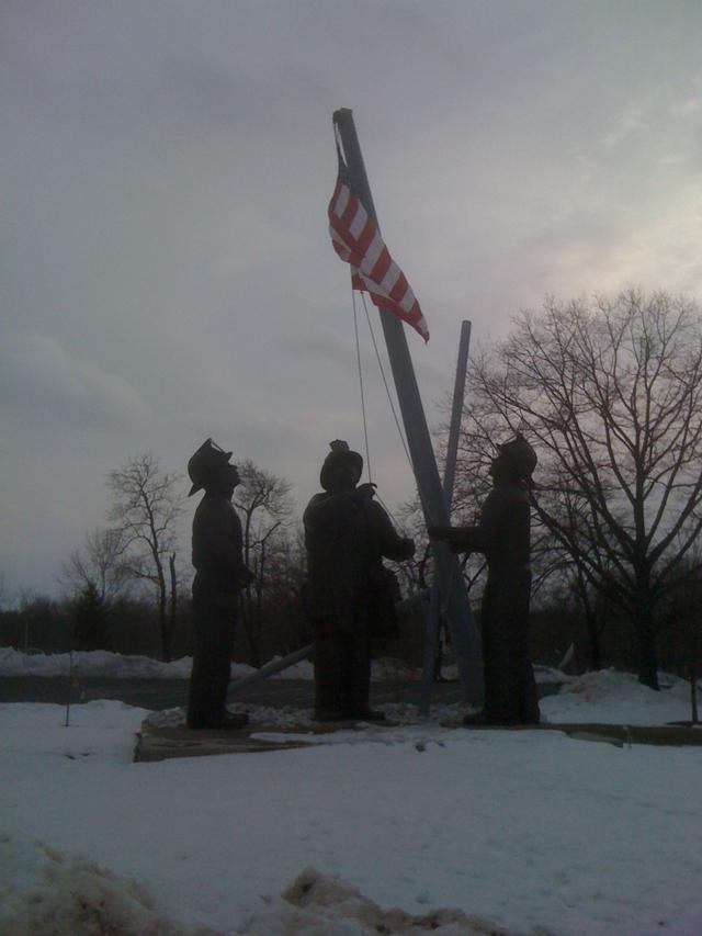 The 40 foot tall 9/11 memorial &quot;To Lift a Nation&quot; statue at the National Fire Academy